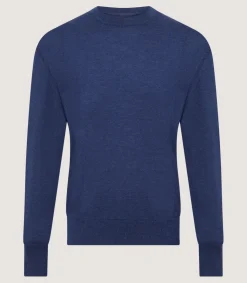 Men'S Cashmere Seamless Crew Neck In Canvas Blue