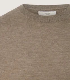 Men'S Cashmere Seamless Crew Neck In Taupe