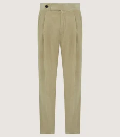 Men'S Cotton Corduroy Side Buckle Trouser In Pale Stone