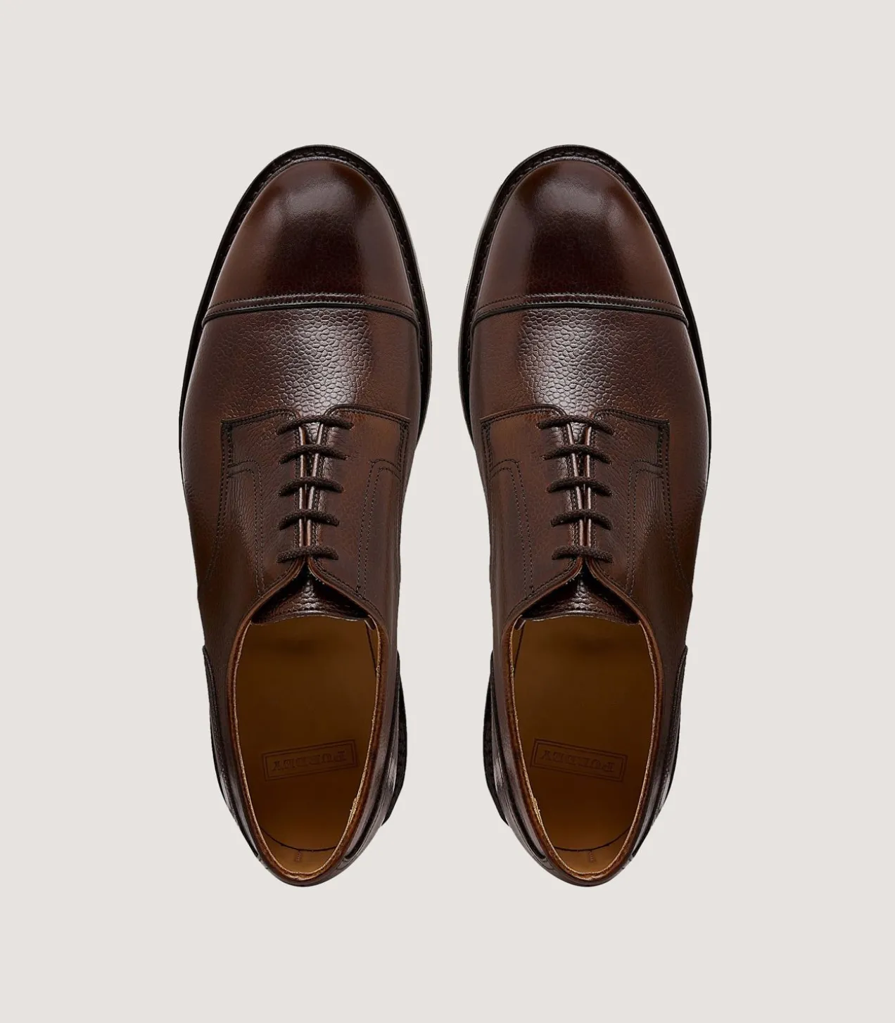 Men'S Grain Leather Shoe In Dark Brown