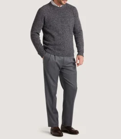 Men'S Two Pleat Trouser In Flannel Grey