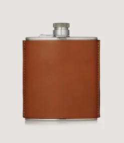 6Oz Leather Flask In Tan