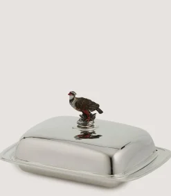 Silver Patridge Butter Tray In Silver