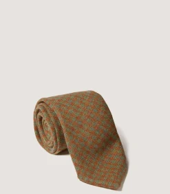 Tweed Check Tie In Bronze Green