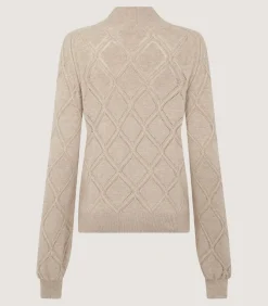 Women'S Cashmere Cable Sweater In Oatmeal