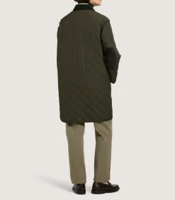 Women'S Long Quilted Purdey Jacket In Dark Olive