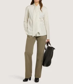 Women'S Scarf Neck Blouse In Pale Stone